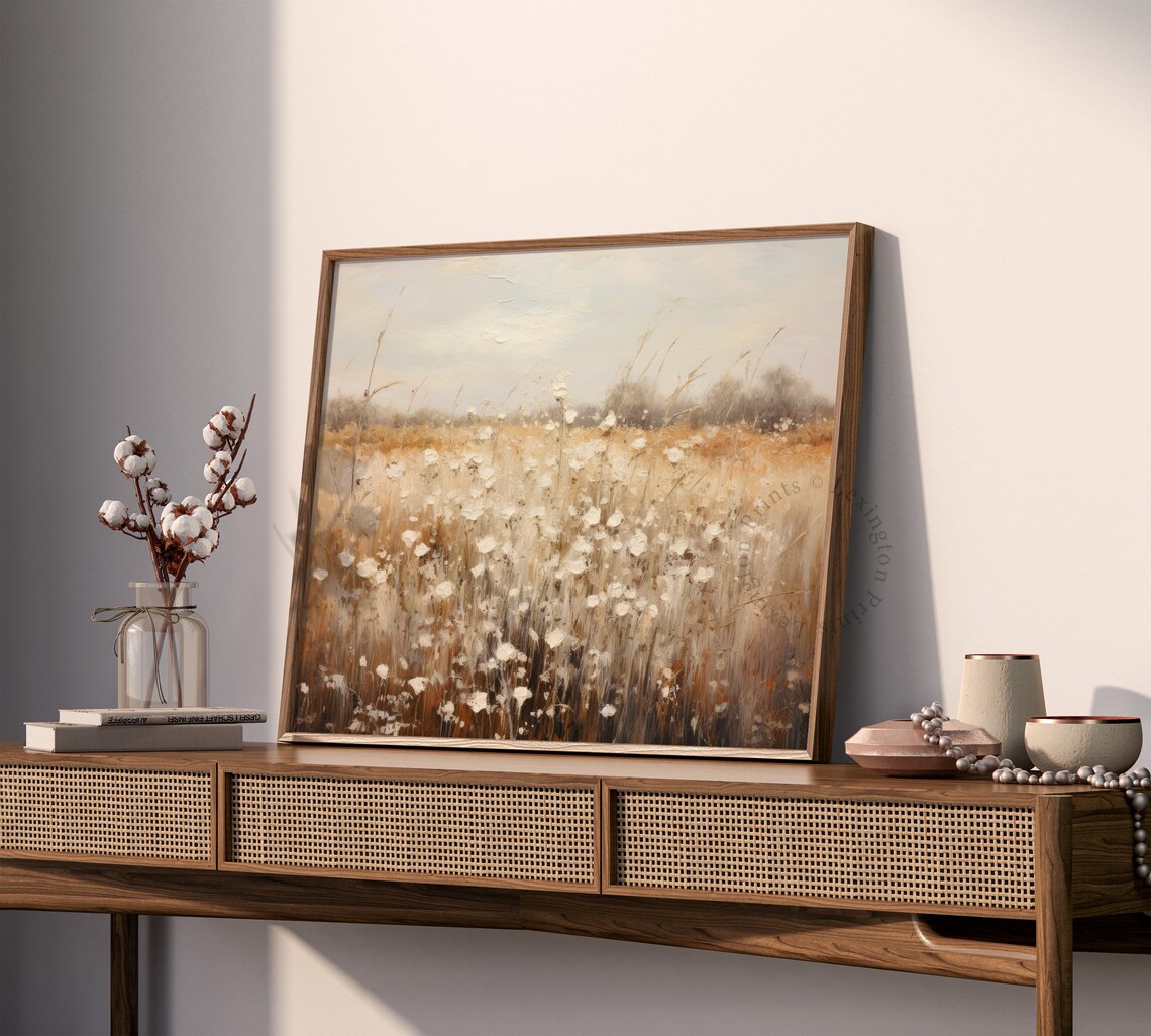 Golden Wildflower Meadow Impressionist Oil Painting Landscape Poster - Image 8