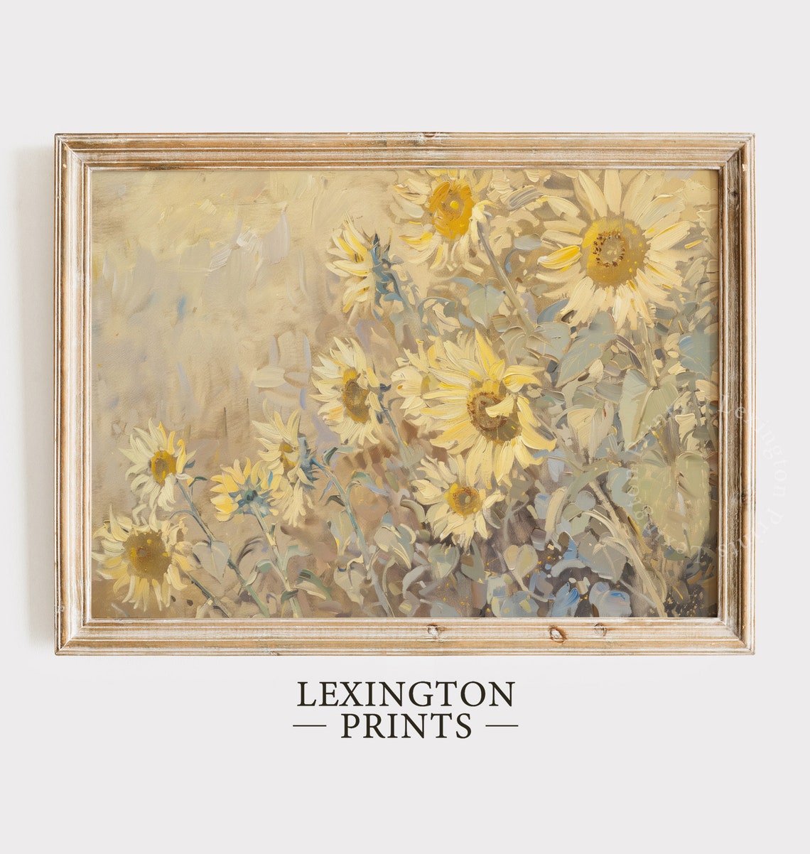 Soft Yellow Sunflowers Impressionist Pale Floral Meadow Art Poster