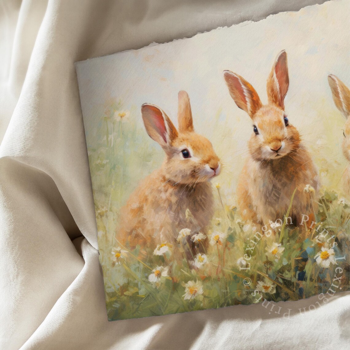 Spring Bunny Rabbits Vintage Farmhouse Art Print - Image 3