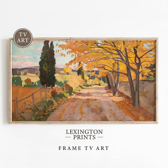 Yellow Fall Landscape Tv Art Fall Tv Art Frame Tv Art Autumn Tv Art Vintage Fall Home Decor Landscape Tv Art Moody Wall Art 882
