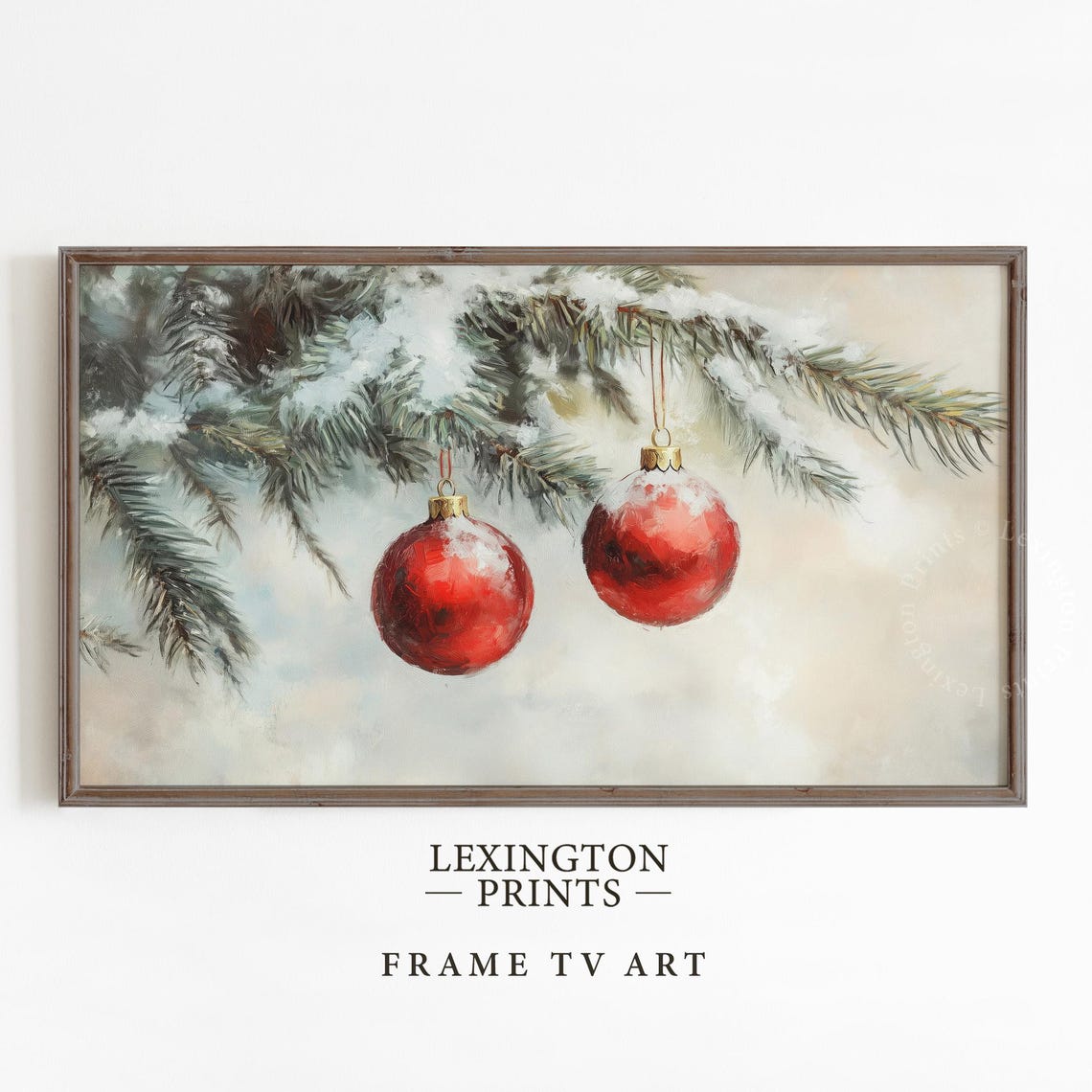 Red Christmas Ornaments Tv Art Christmas Frame Tv Art Winter Tv Art Country Christmas Tv Art Evergreen Fir Tree Vintage Holiday Decor 970 - Image 5