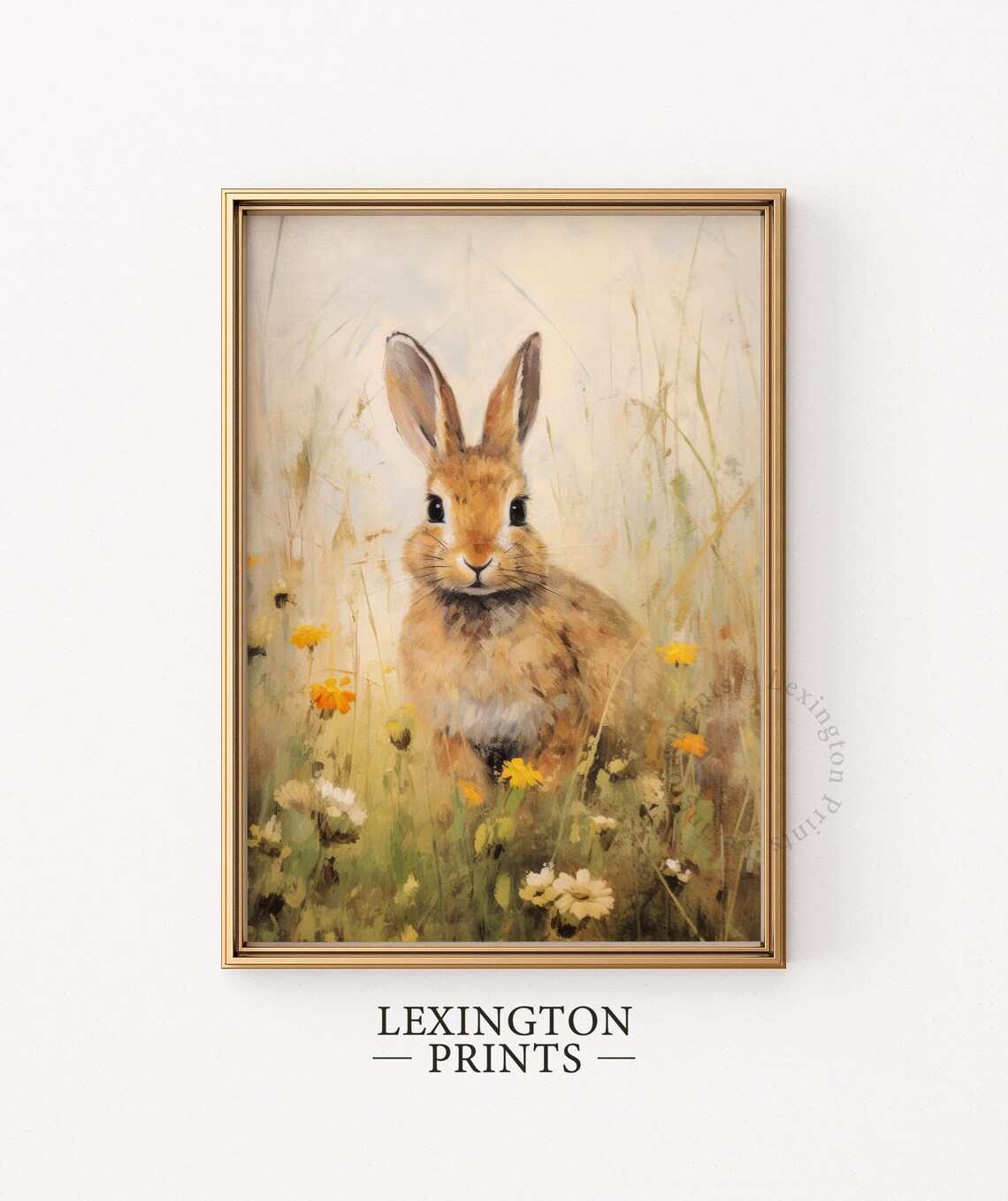 Sweet Rabbit Sitting in Wildflower Meadow Vintage Animal Art Print - Image 6