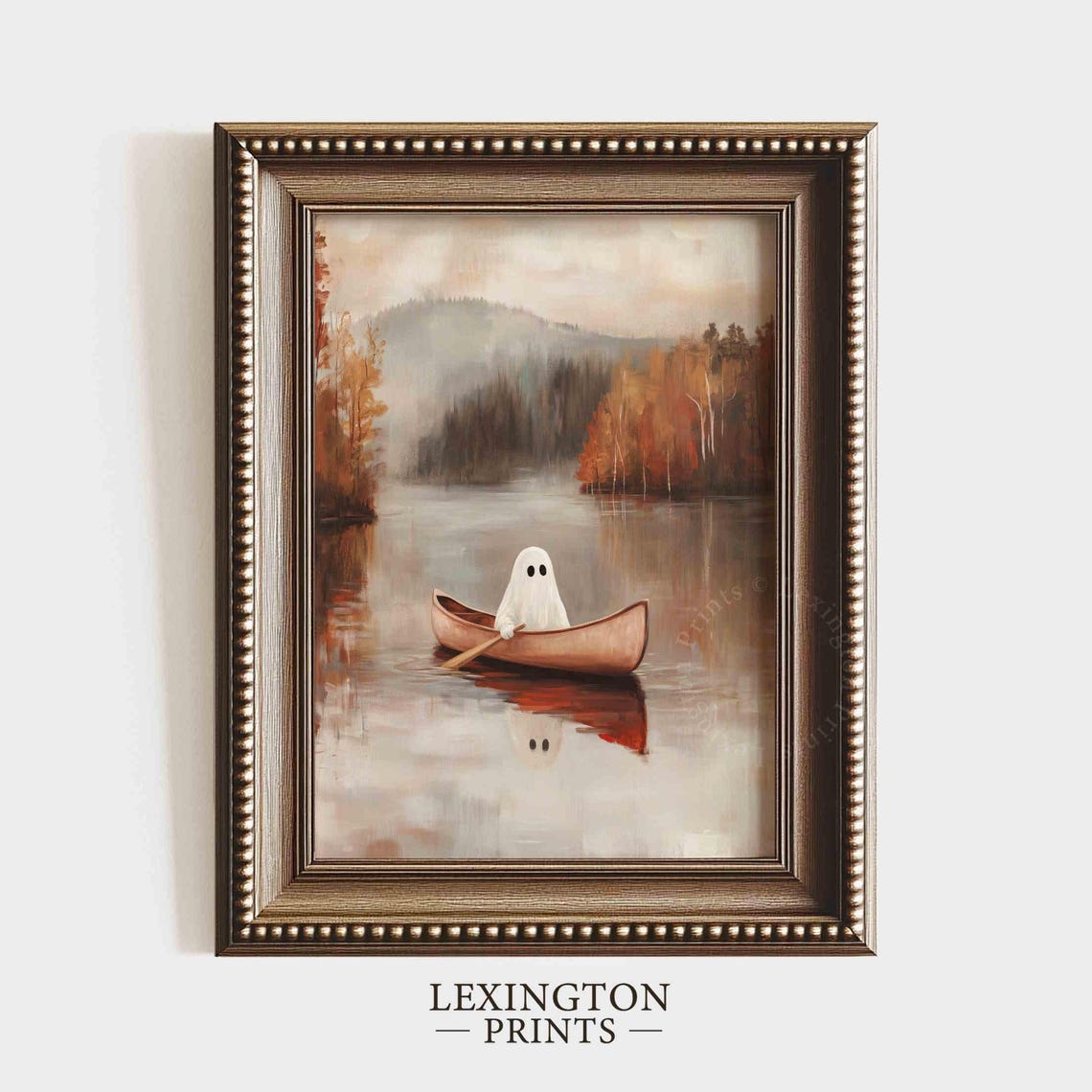 Cute Ghost On Boat Halloween Wall Art Ghost Print Fall Wall Art Halloween Print Fall Print Spooky Prints Fall Landscape Art 827 - Image 4