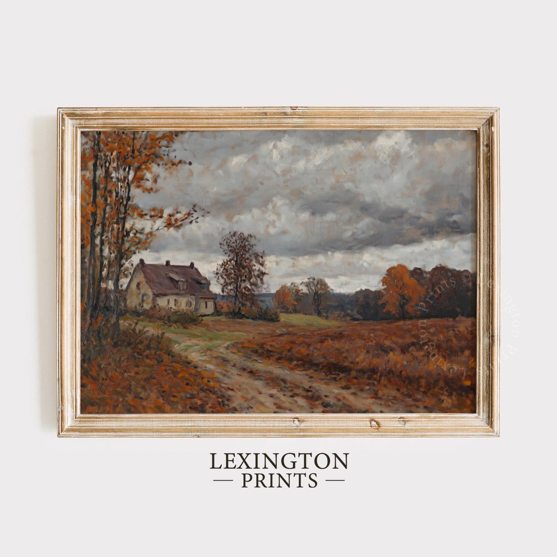 Moody Farmhouse Cottage with Dirt Road Dark Academia Fall Wall Art - Image 3