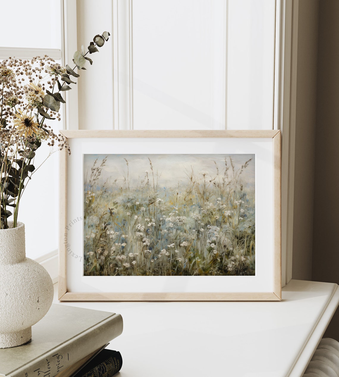 Sage Wildflower Meadow Soft Botanical Impressionist Landscape Poster - Image 4