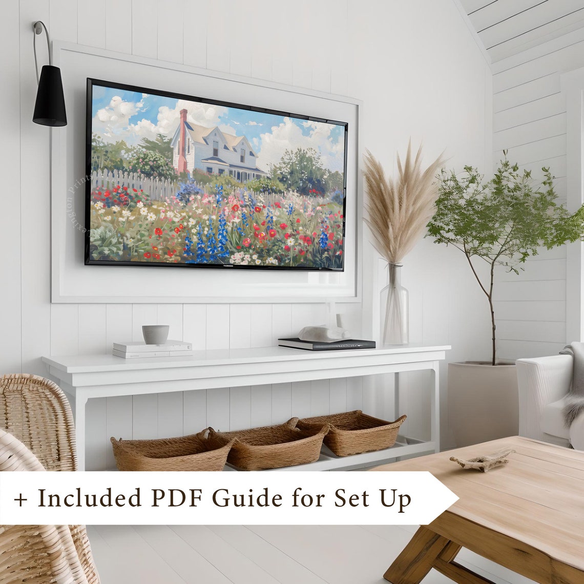 Coastal Cottage Frame Tv Art Summer Tv Art Coastal Tv Art 4th Of July Tv Art Wildflower Tv Art Maine Oil Painting Neutral Summer Decor 721 - Image 8