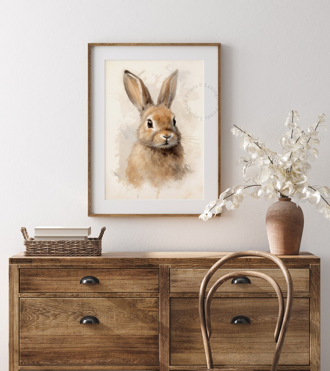 Sweet Watercolor Bunny Rabbit Portrait Woodland Nursery Wall Art - Image 7