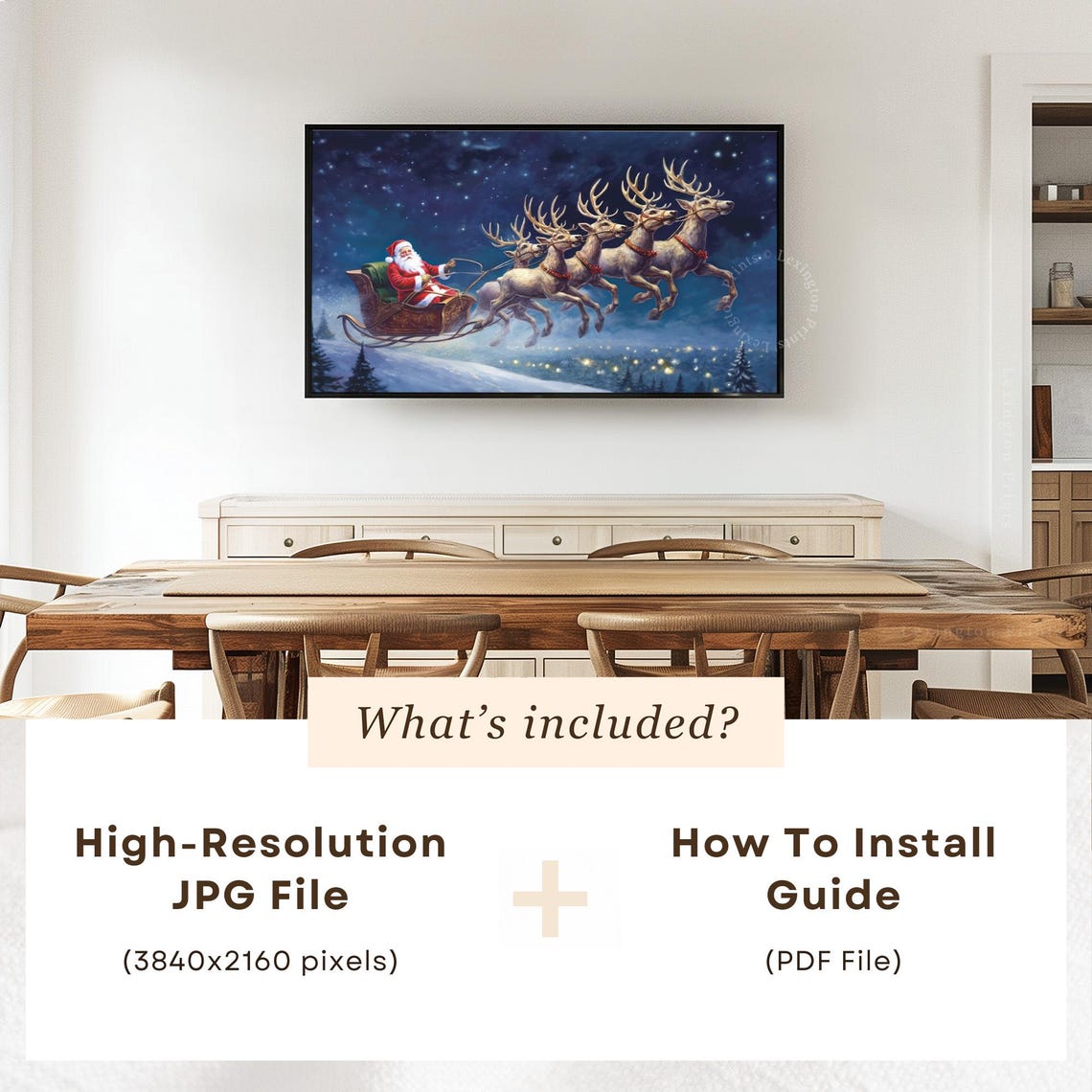 Santa Sleigh Christmas Frame Tv Art Christmas Santa Christmas Wall Art Winter Art Vintage Christmas Decor Santa Print Santa Tv 456 - Image 5