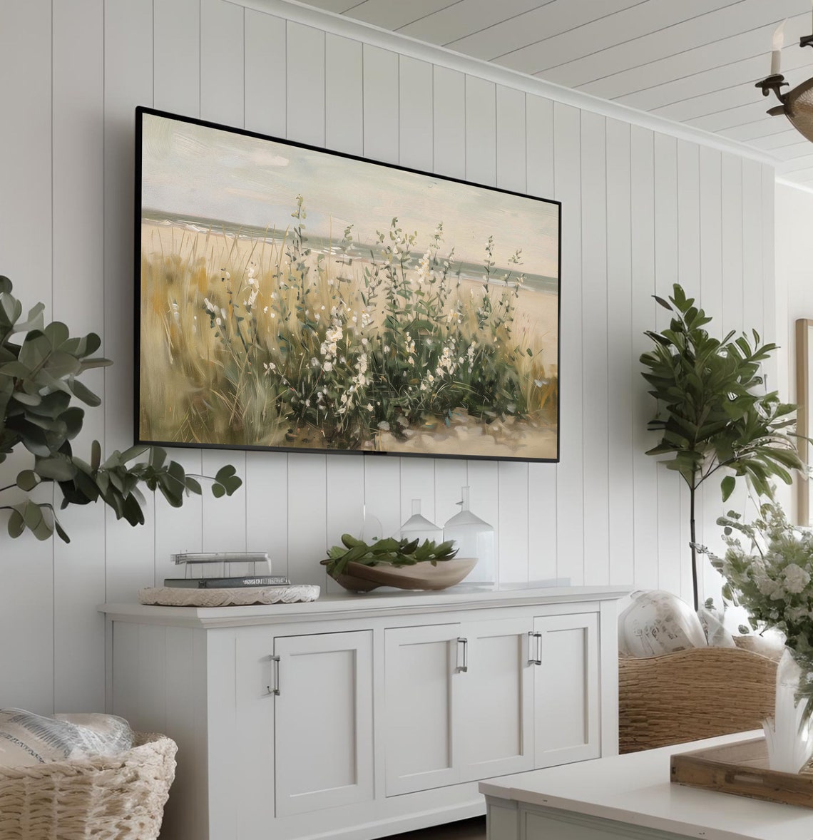 Moody Coastal Wildflower Tv Art Summer Tv Art Frame Tv Art Spring Tv Art Wildflower Art Vintage Beach Tv Art Floral Art Muted 701 - Image 3