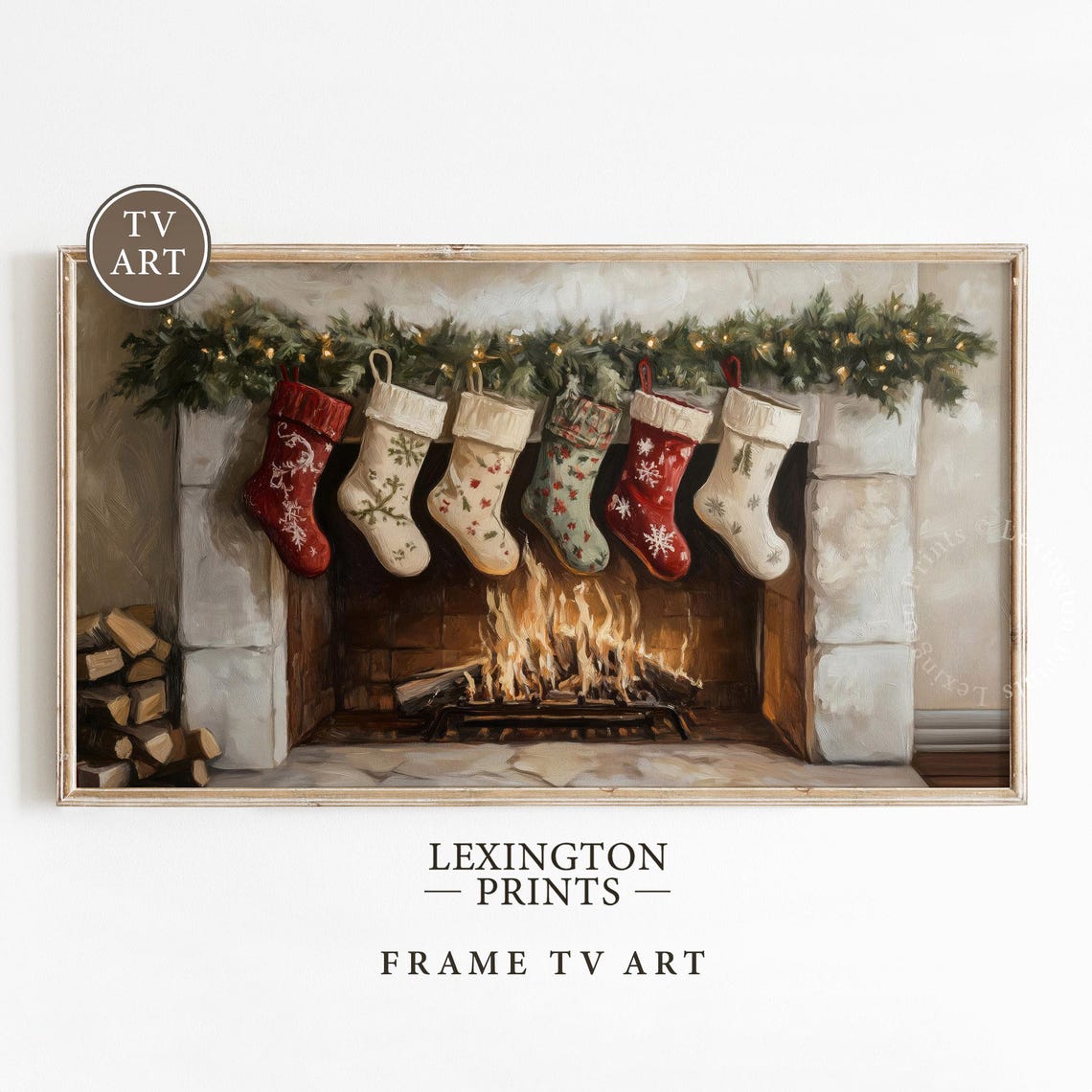 Vintage Christmas Stockings Tv Art Christmas Frame Tv Art Fireplace Tv Art Winter Tv Art Farmhouse Christmas Holiday Decor Rustic Art 922