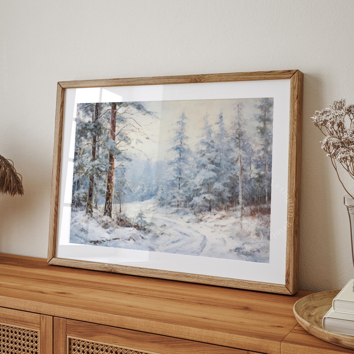 Snowy Winter Forest Path Classic Vintage Oil Painting Poster - Image 8