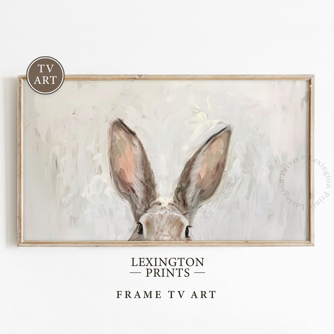 Peeking Bunny Ears Minimalist Easter Rabbit Spring Painting Poster - Image 8