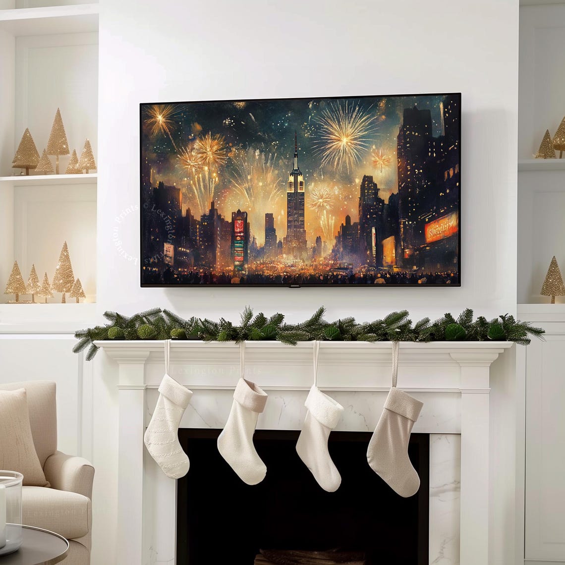 New York City Gold Fireworks Tv Art New Years Frame Tv Art Winter Tv Art New Years Party Holiday Decor Moody City Wall Art Nyc Art Nye 976 - Image 8