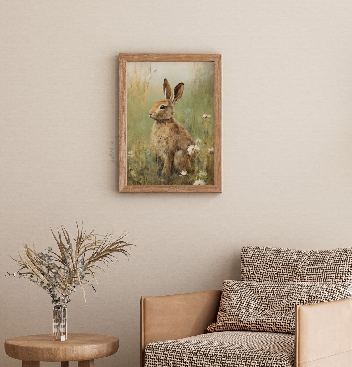 Rustic Brown Bunny Wildflower Meadow Spring Vintage Nature Poster - Image 3