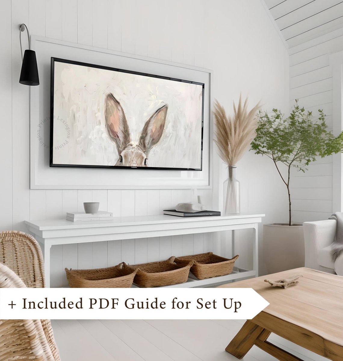 Peeking Bunny Ears Minimalist Easter Rabbit Spring Painting Poster - Image 7
