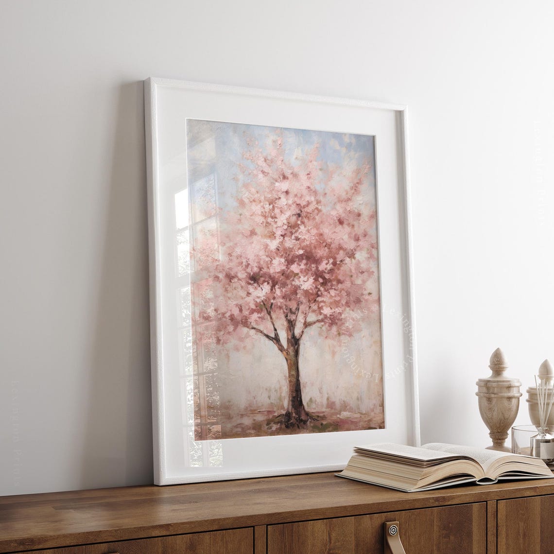 Pink Cherry Blossom Tree Vintage Spring Oil Painting Floral Poster - Image 6