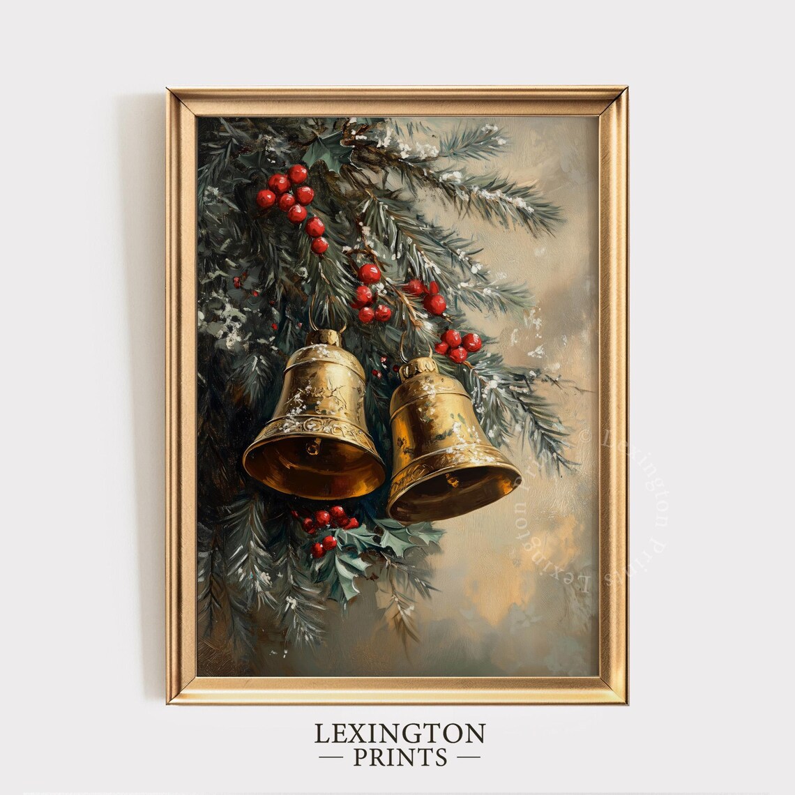 Vintage Christmas Bells Print Christmas Wall Art Moody Winter Wall Art Jingle Bells Painting Farmhouse Christmas Decor Art 958 - Image 5