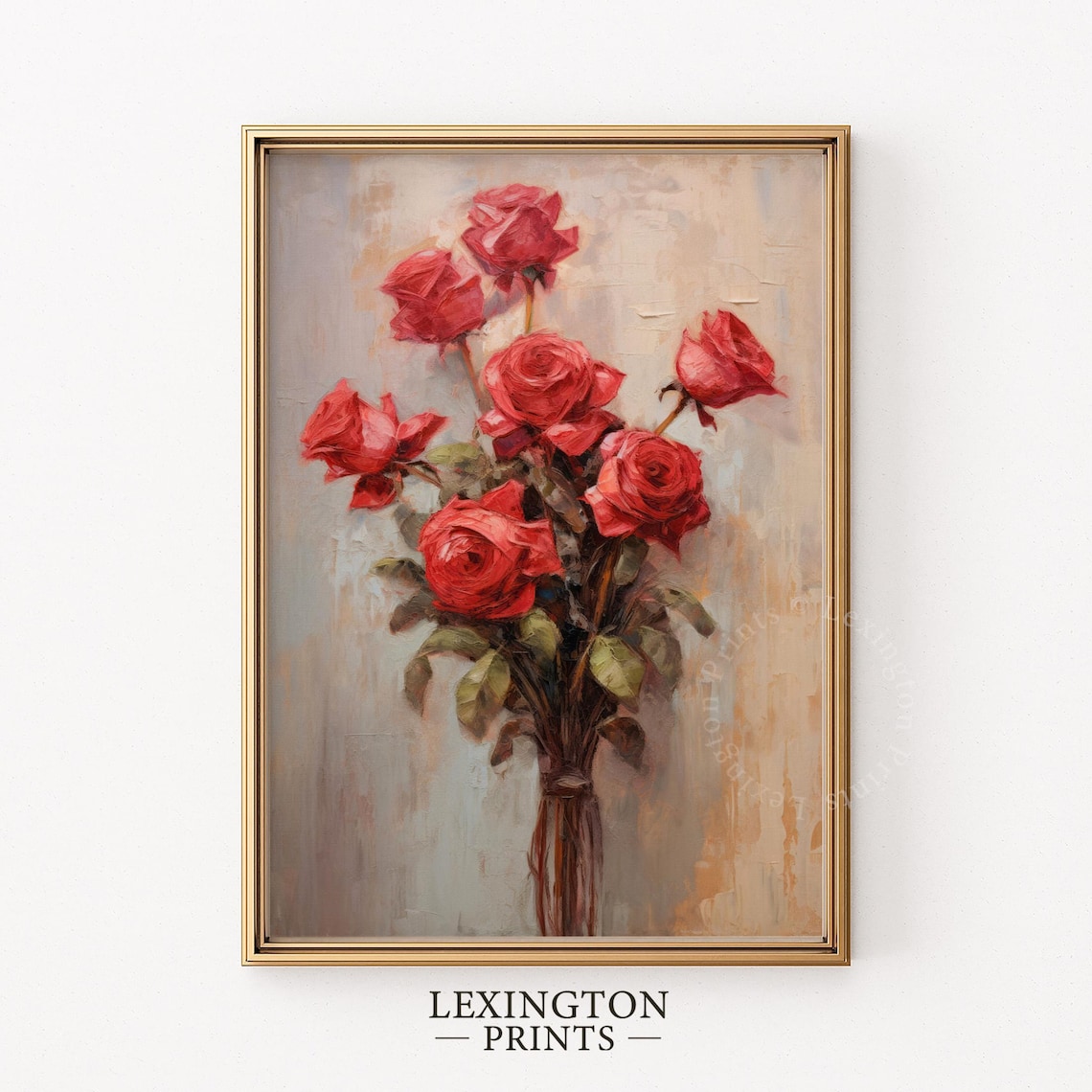 Red Roses Bouquet Vintage Floral Oil Painting Romantic Art Poster - Image 6