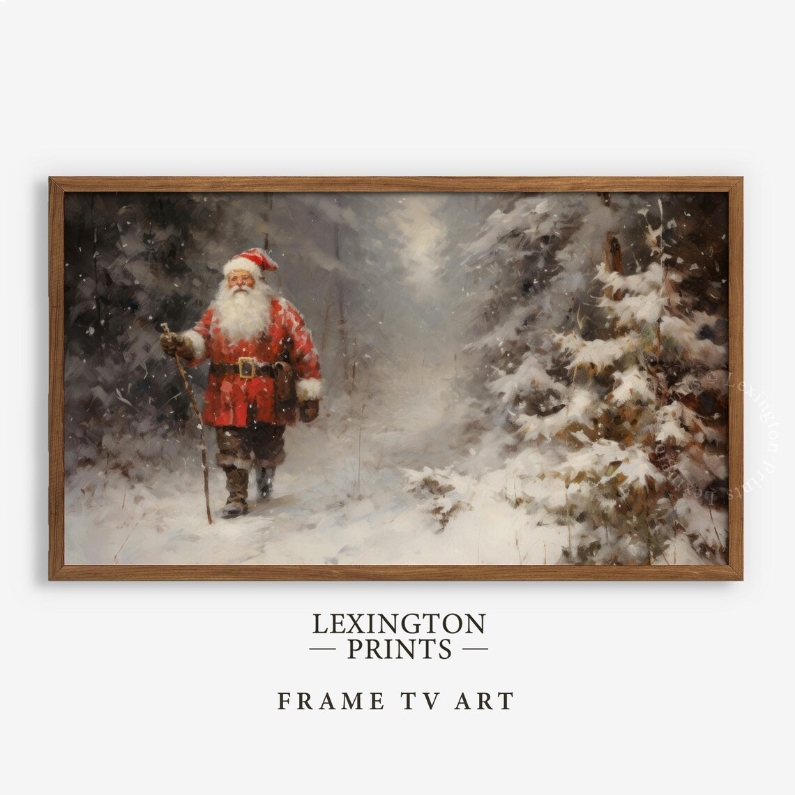 Santa Christmas Frame Tv Art Christmas Santa Christmas Wall Art Winter Forest Wall Art Vintage Christmas Tv Santa Print Christmas Decor 431 - Image 4