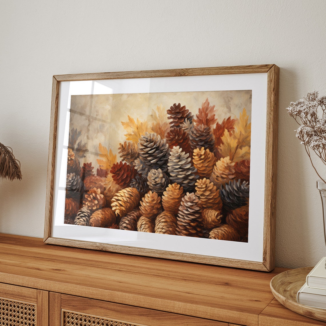 Rustic Pinecone Cluster in Autumn Warm Tones Still Life Poster - Image 7