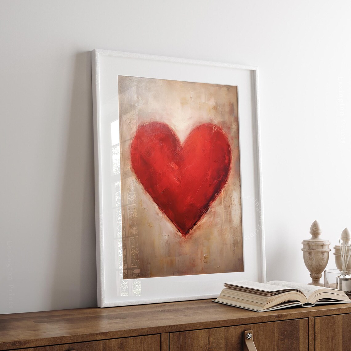 Rustic Vintage Valentines Red Heart Art Print