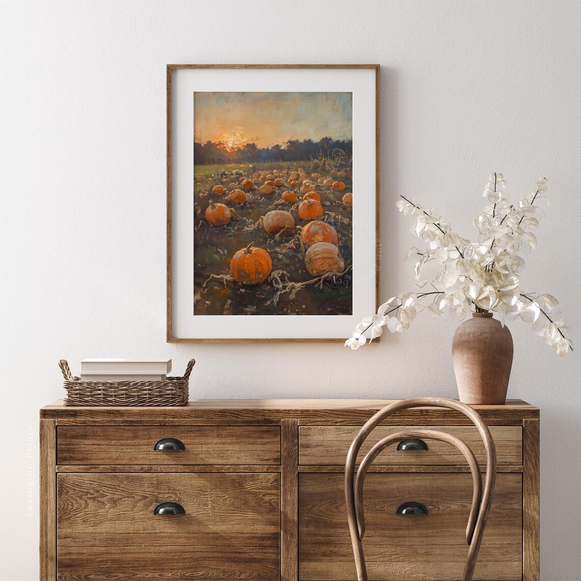 Pumpkin Patch at Sunset Vintage Oil Painting Fall Harvest Poster - Image 3