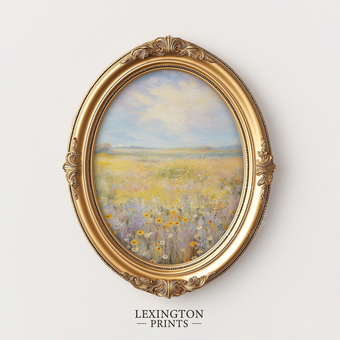 Lavender and Yellow Wildflower Meadow Pastel Oil Painting Spring Poster - Image 6
