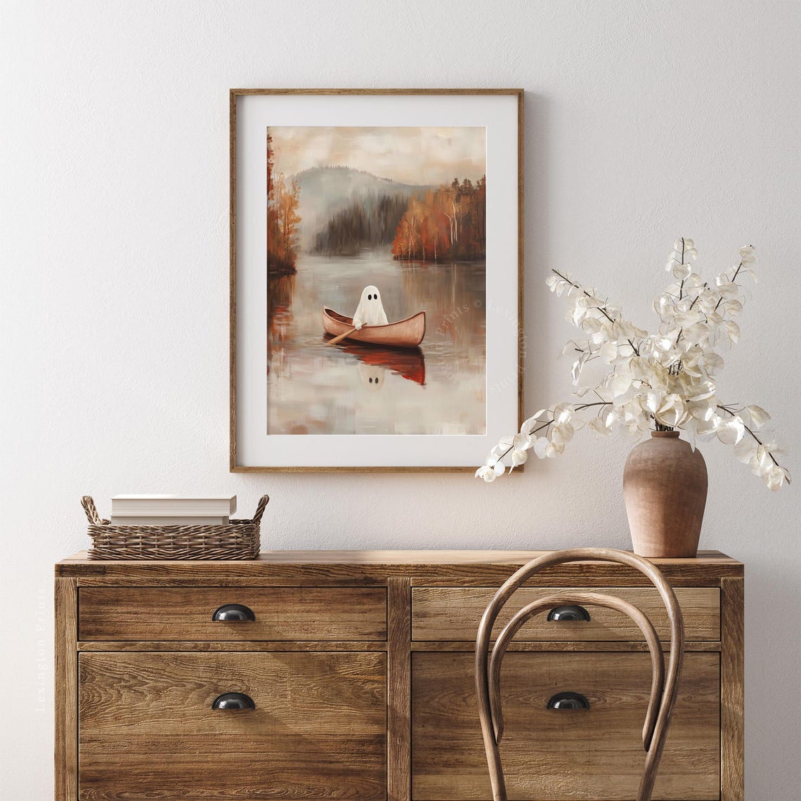 Cute Ghost On Boat Halloween Wall Art Ghost Print Fall Wall Art Halloween Print Fall Print Spooky Prints Fall Landscape Art 827 - Image 3