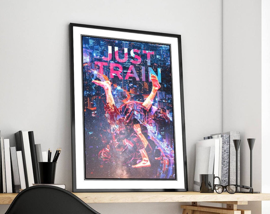 Jiu Jitsu Just Train Motivation Quote Art Print