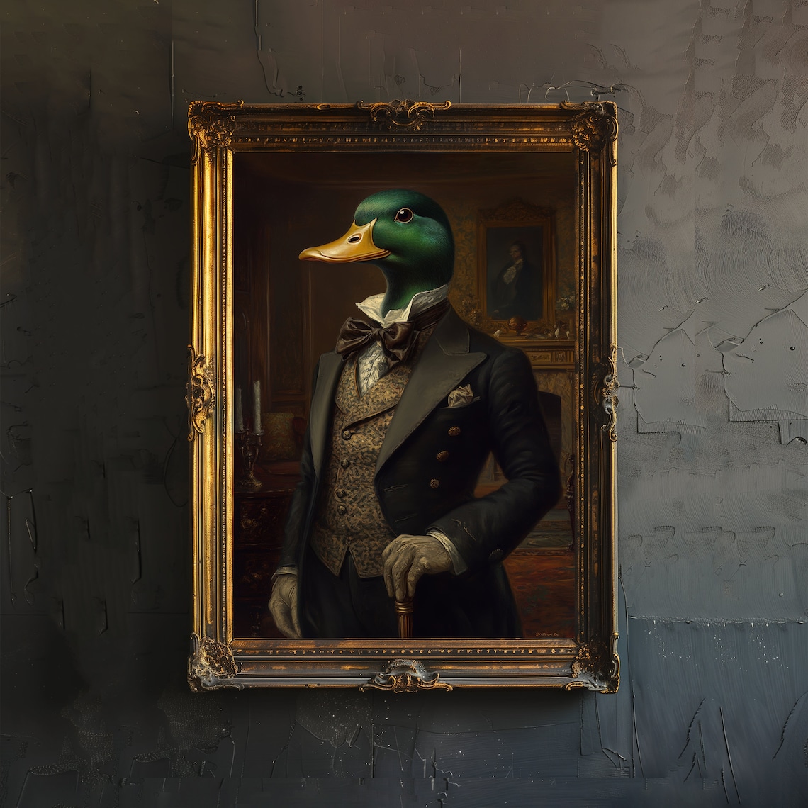 Mallard Duck Gentleman Victorian Suit Bow Tie Portrait Art Poster