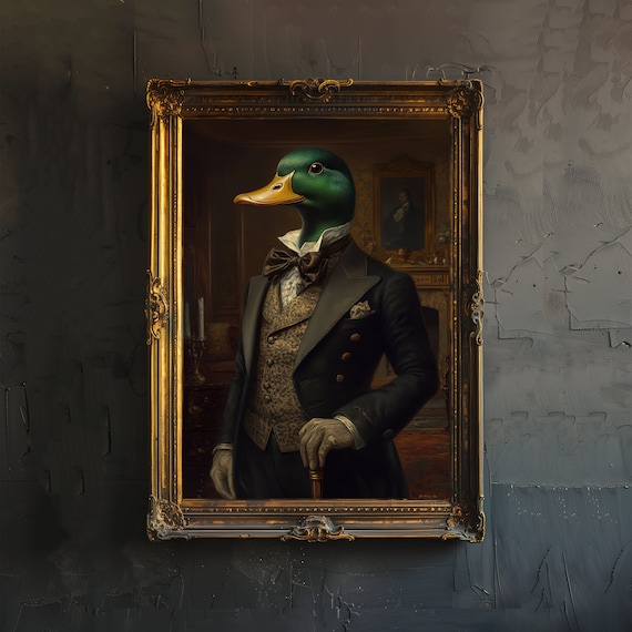 Mallard Duck Gentleman Victorian Suit Bow Tie Portrait Art Poster
