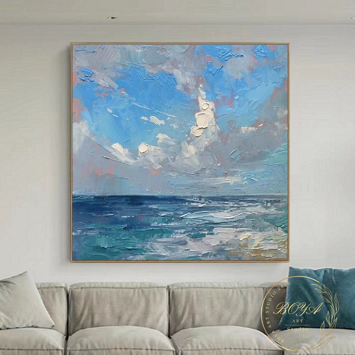 Sea Abstract Art, Blue Ocean Textured Wall Art Print
