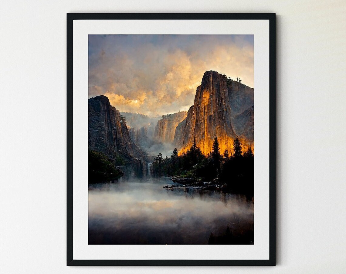 Yosemite National Park Poster, Mountain Landscape