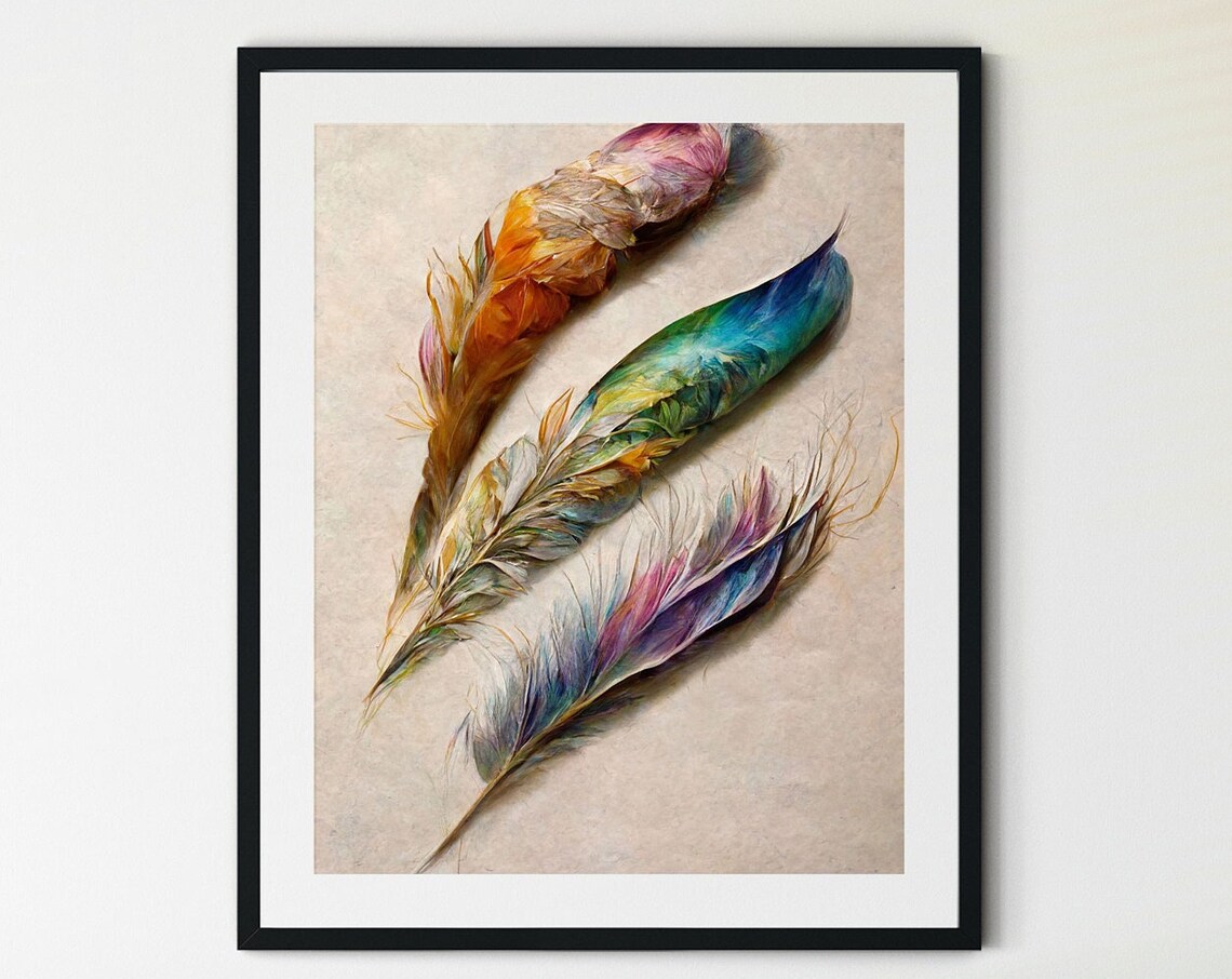Vintage Feather Art Print, Rustic Wall Art