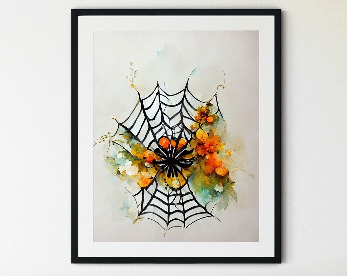 Spider Web Spider, Halloween Decor Art Print