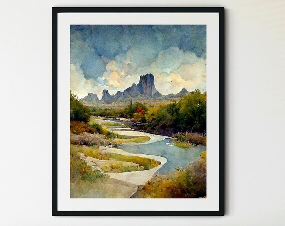 Rio Grande Big Bend Print Big Bend Wall Art Big Bend National Park Poster Big Bend Poster Mountain Art National Park Print