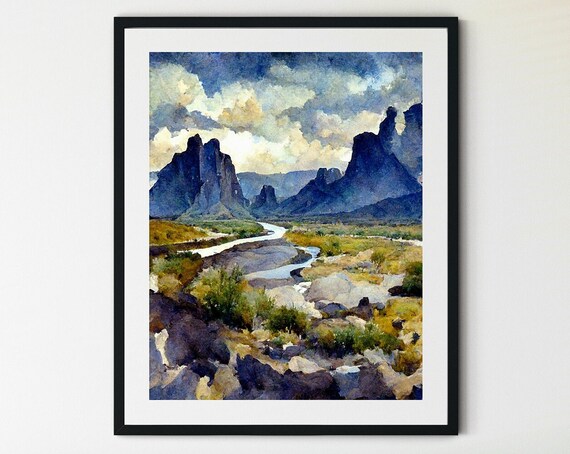 Big Bend National Park Print West Texas Desert Landscape Art Big Bend Poster Big Bend Wall Art Big Bend Country West Texas Art