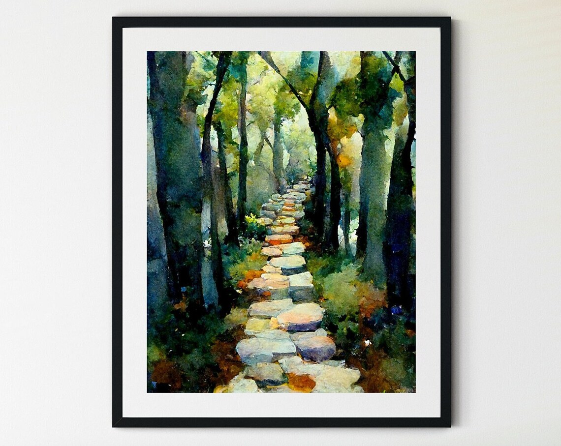Forest Path Watercolor Tree Wall Art, Sycamore