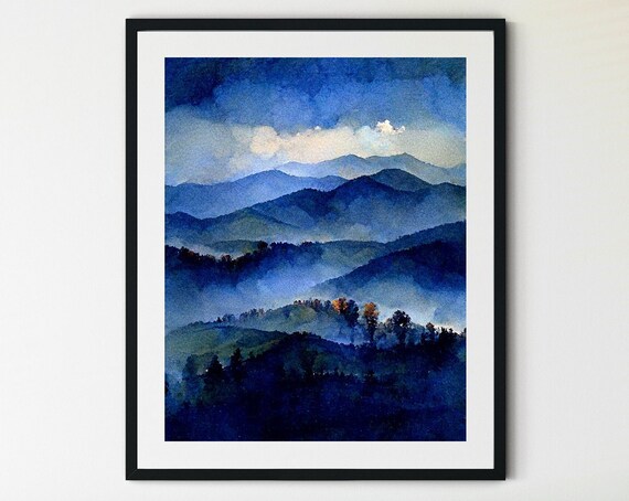 Great Smoky Mountains National Park Poster Smoky Mountains Watercolor Blue Ridge Mountains Landscape Art Artwork Smoky Mountains Art