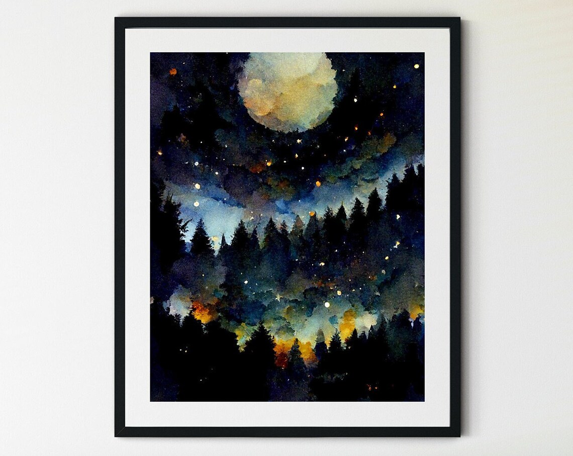 Night Sky Print Starry Night Star Patterns Star Poster Full Moon Magic Star Chart Poster Moon And Star Decoration Moon Art