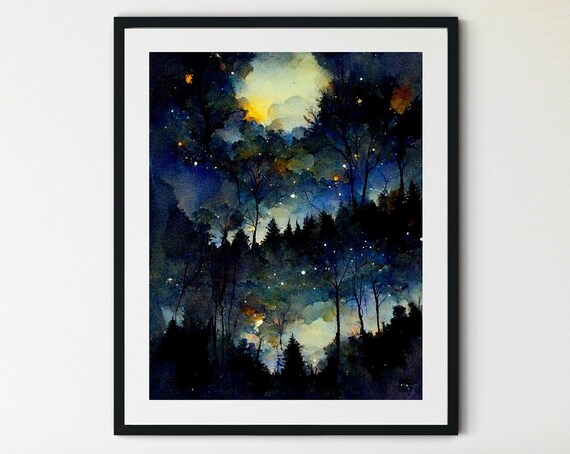 Starry Night-Inspired Moon and Star Chart Poster