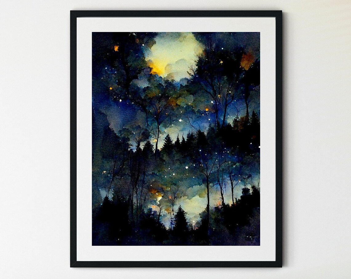 Starry Night-Inspired Moon and Star Chart Poster