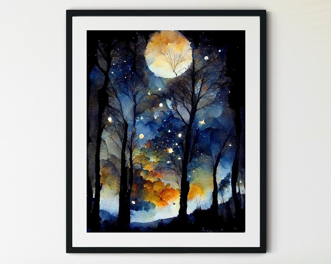 Starry Night Moon and Star Chart Art Print