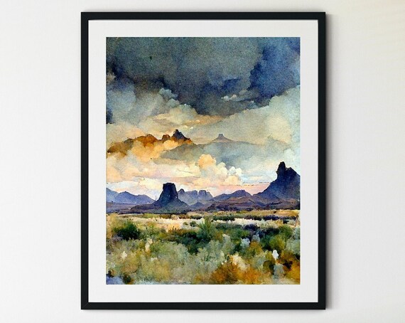 Big Bend National Park Print West Texas Desert Landscape Art Big Bend Poster Big Bend Wall Art Big Bend Country West Texas Art