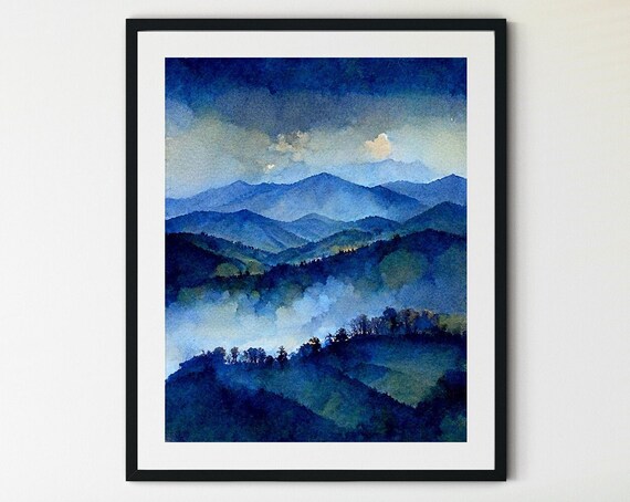 Great Smoky Mountains National Park Poster Smoky Mountains Watercolor Blue Ridge Mountains Landscape Art Artwork Smoky Mountains Art