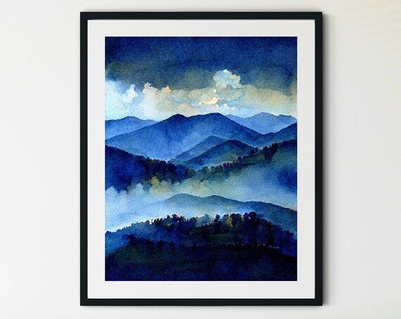 Great Smoky Mountains National Park Poster Smoky Mountains Watercolor Blue Ridge Mountains Landscape Art Artwork Smoky Mountains Art