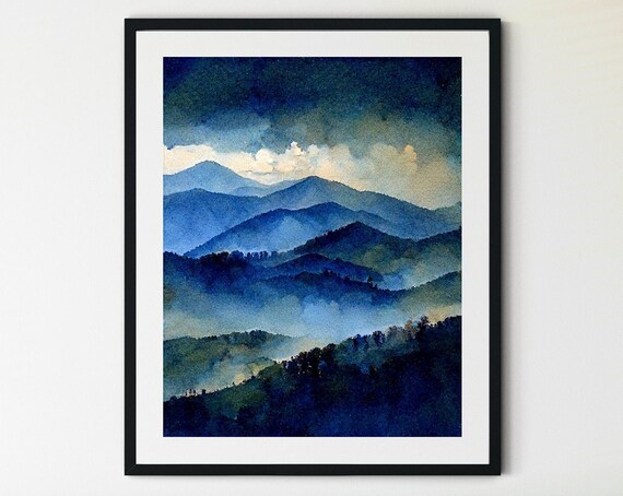 Great Smoky Mountains National Park Poster Smoky Mountains Watercolor Blue Ridge Mountains Landscape Art Artwork Smoky Mountains Art