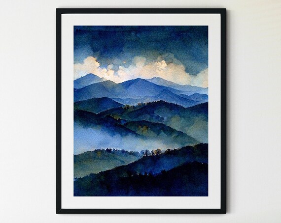 Great Smoky Mountains National Park Poster Smoky Mountains Watercolor Blue Ridge Mountains Landscape Art Artwork Smoky Mountains Art