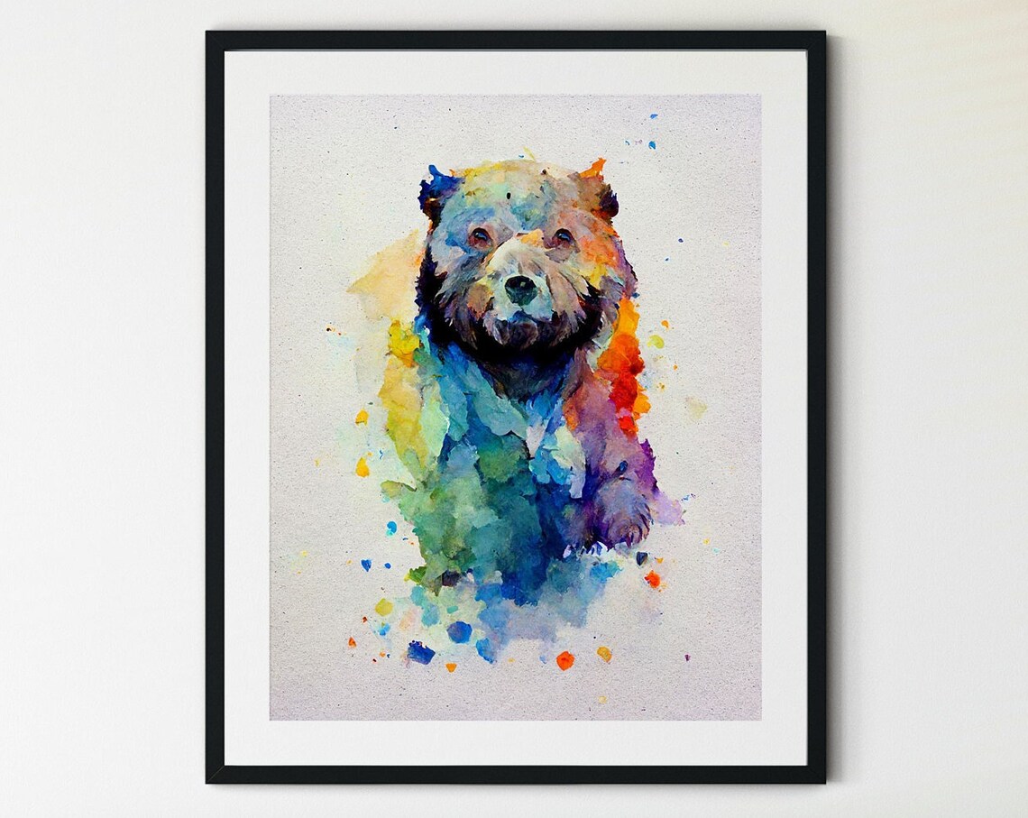 Grizzly Bear Art Print, Wildlife Wall Art