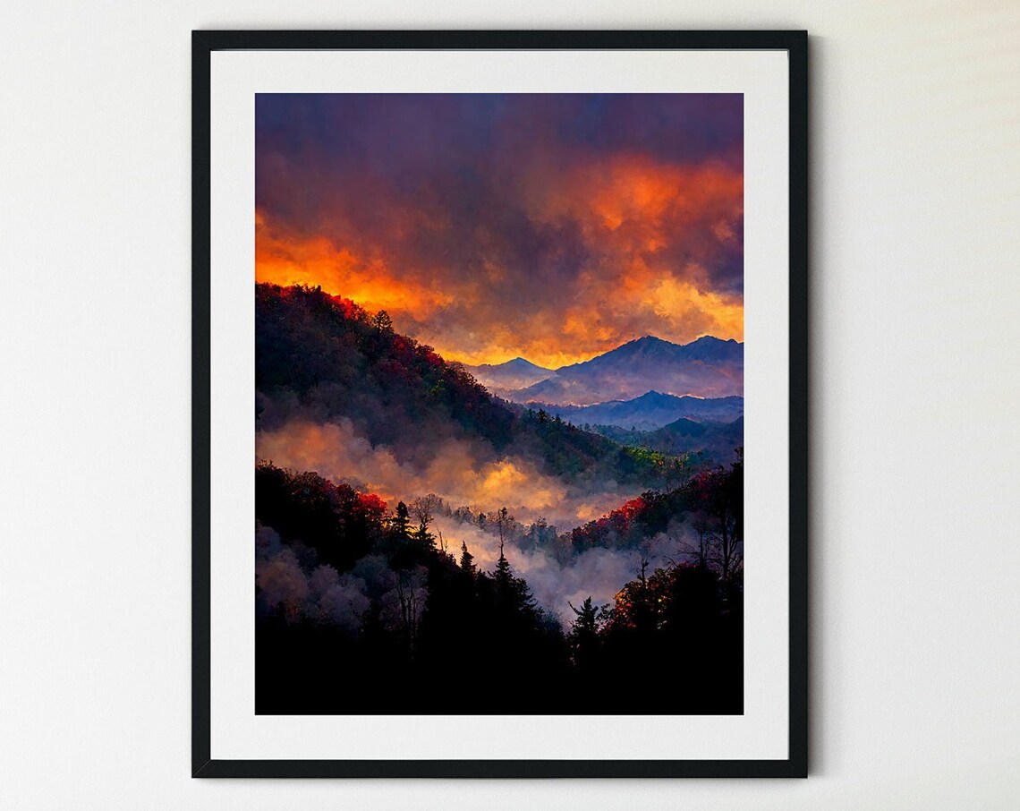 Great Smoky Mountains Travel Poster, Landscape Art
